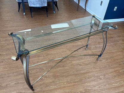 La Barge Brass and Glass Console