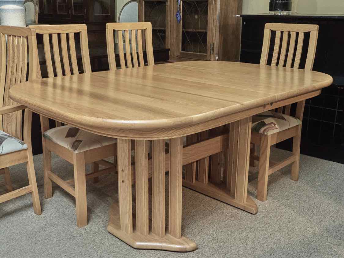Vermont Hale  Oak Dining Table 2 Leaves , 8  Chair Set