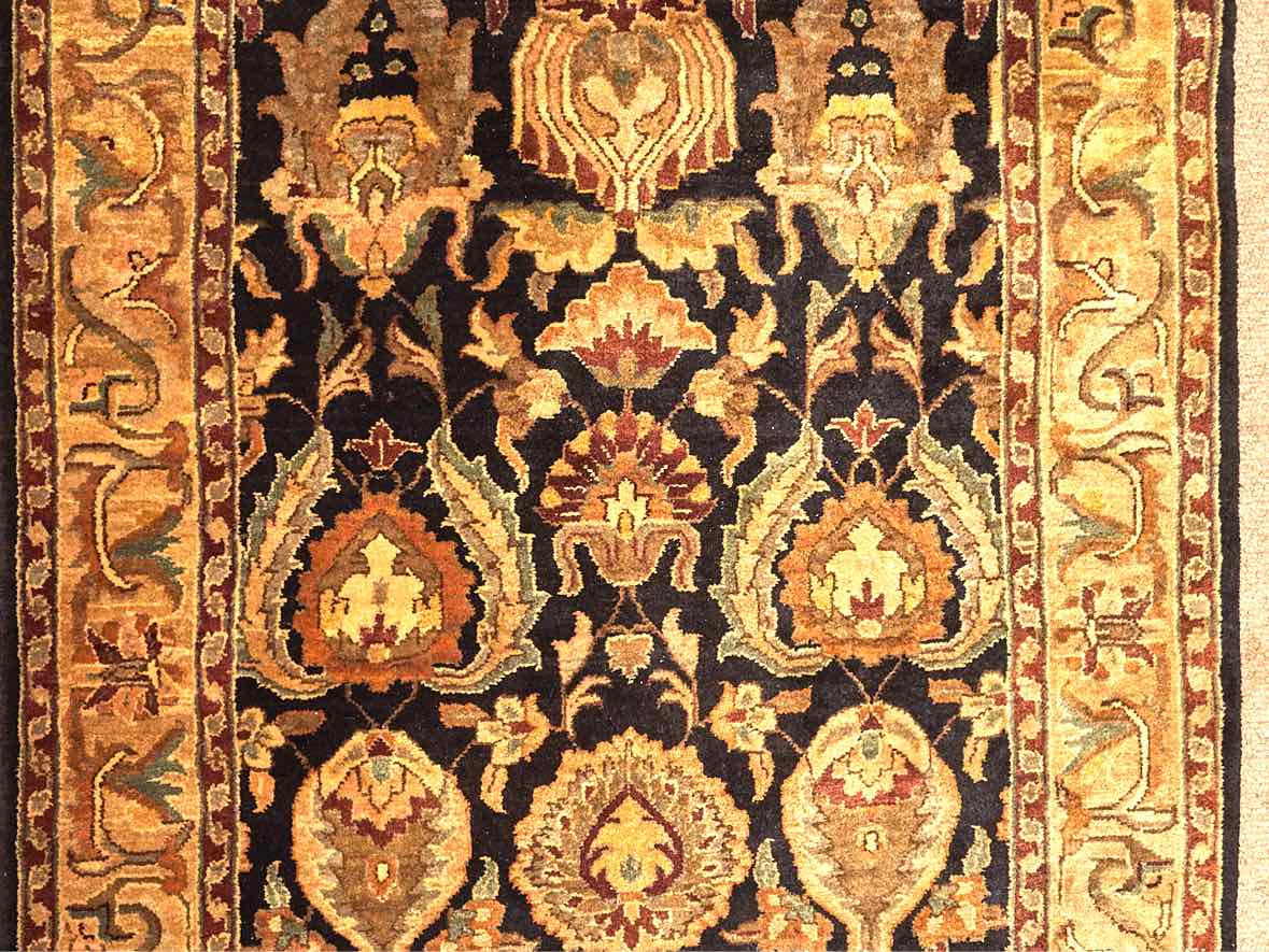 Gold & Black Wool Area Rug