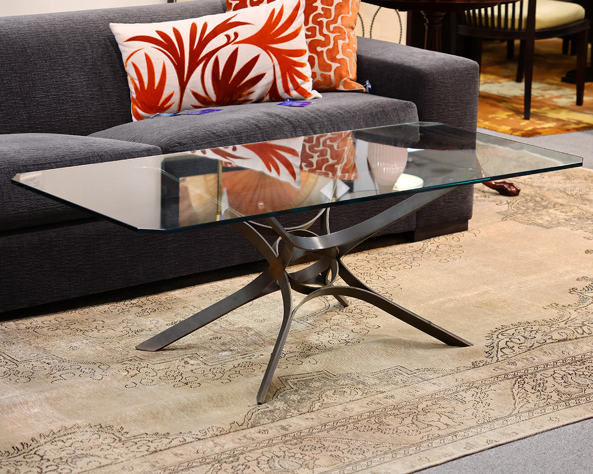 Roger Sprunger Glass and Bronze Cocktail Table