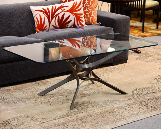 Roger Sprunger Glass and Bronze Cocktail Table