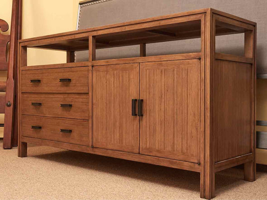 Crate & Barrel Keane Driftwood Finish 3 Drawer  Sideboard