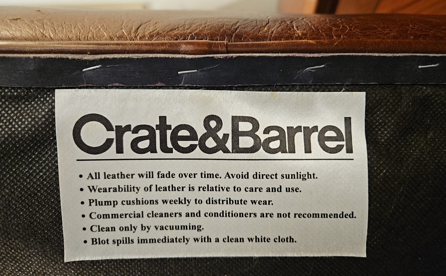 Crate & Barrel Chocolate Leather Ottoman