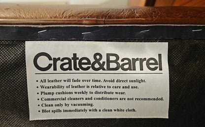 Crate & Barrel Chocolate Leather Ottoman