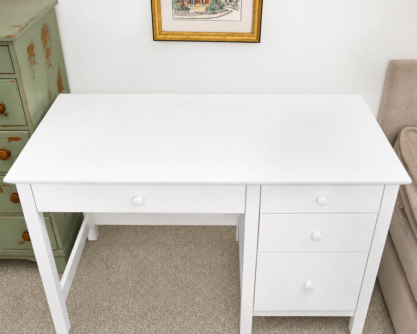 Vermont Tubbs White Finish Four Drawer Desk