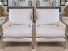 Pair Of Restoration Hardware Slope Arm White Linen Blend Cushions  Chairs