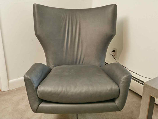 West Elm 'Hemming' Charocal Grey Leather Swivel Chair
