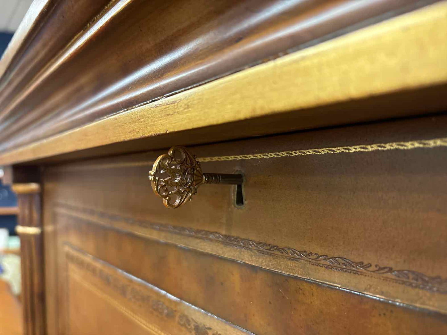 Maitland-Smith Biedermeier-Style Leather Secretary Desk