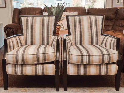 Pair Of  Sam Moore Black,Gray ,Tan,Ivory Striped Upholstered Chairs