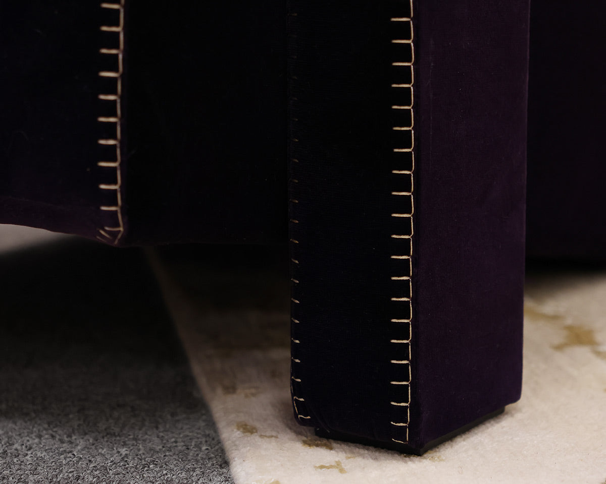 Pair of Cassina Utrecht Armchairs in Purple Velvet with Blanket Stitching