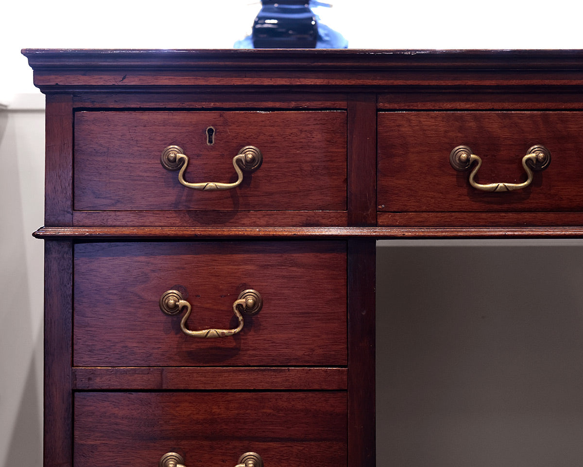 Leather Inlay Mahogany Desk