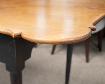 Eldred Wheeler Tiger Maple Porringer Dining Table on Black Base