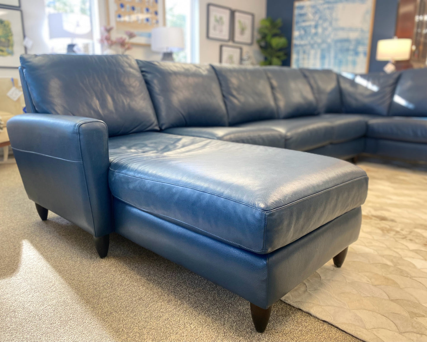 American Leather 3 Piece 'Bennett' Sectional with LAF Chaise in Marina Leather