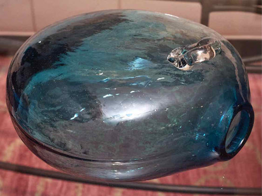 Hand Blown Teal Glass Wall Vase