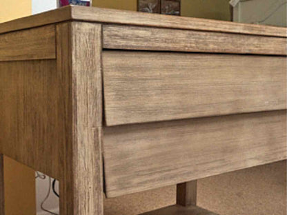 Pair Of Driftwood Finish 1 Drawer & Lower Shelf Nightstands