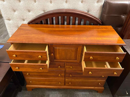 Cherry 10-Drawer Dresser and Mirror