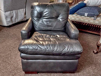 Pair Of  Dark Grey Leather Chairs
