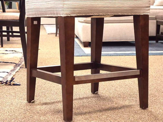 Lee Industries Counter Stool in Ivory & Grey Stripe Upholstery