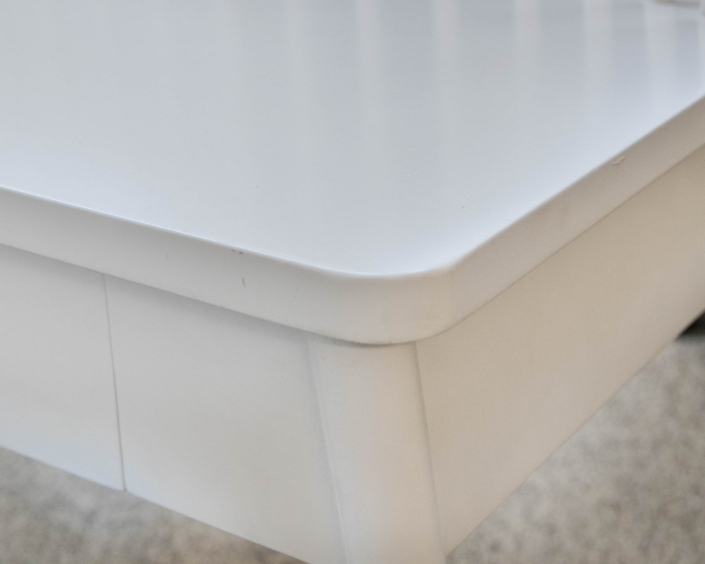 Land of Nod Modern White Armless Windsor Bench with Storage Drawers