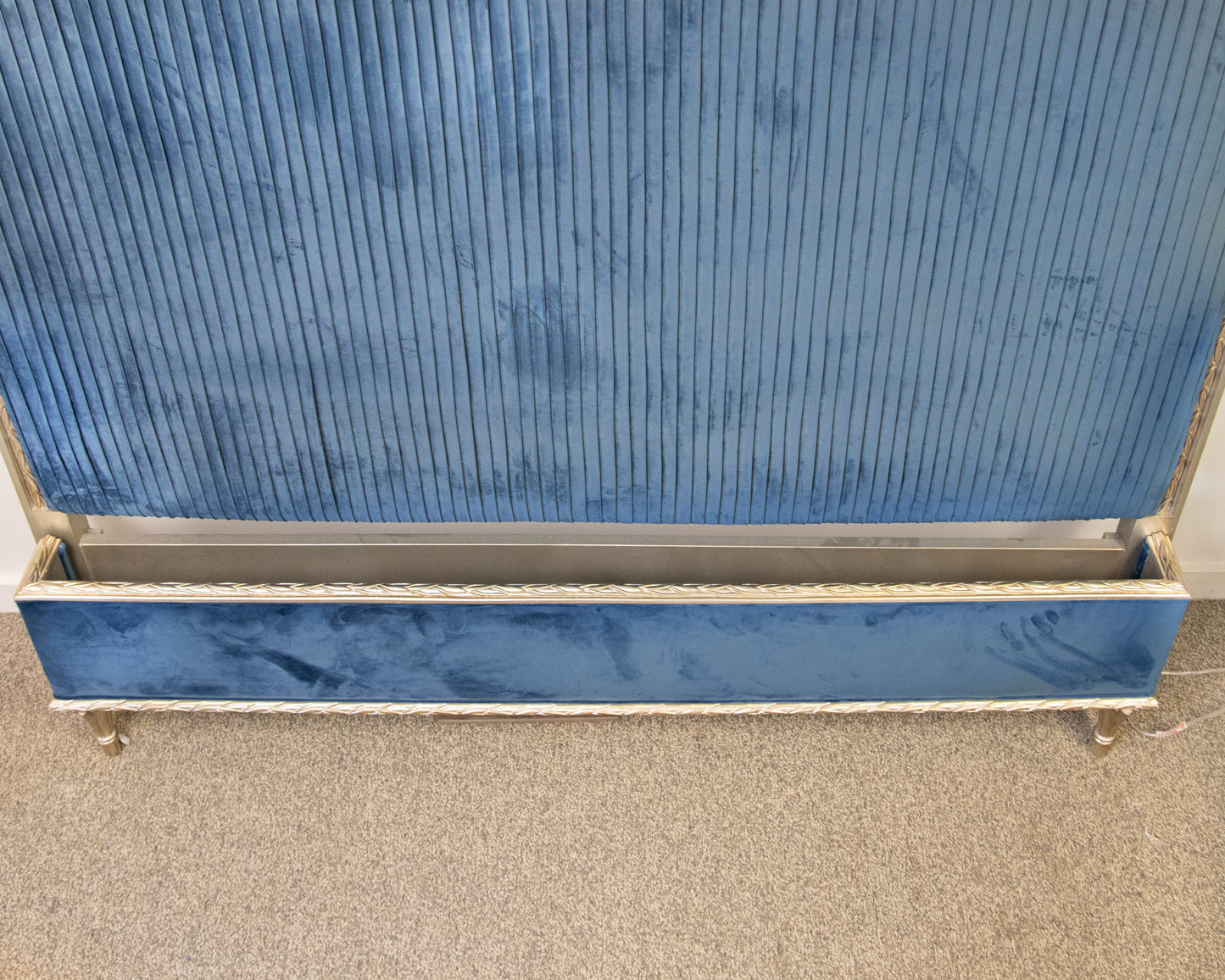 Caracole 'Composition's' Peacock Blue Velvet Upholstered Platform Queen Bed