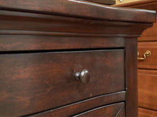 Pair of Pottery Barn Espresso Finish Planktop Nightstands with 3 Drawers