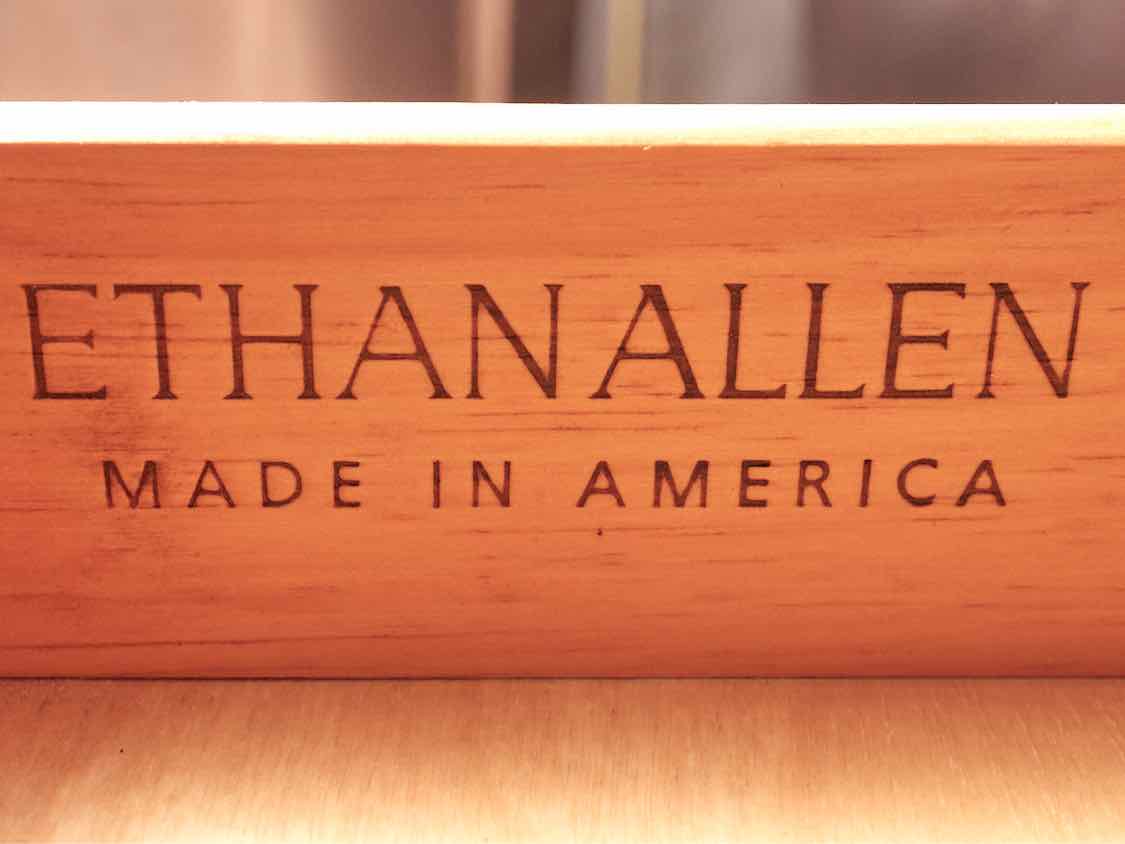 Pair Of Ethan Allen  Pine Plank Top 1 Drawer Cream Finish Side  Table