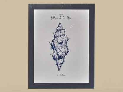 'Filles De La Mer III' Navy Finish Frame Print