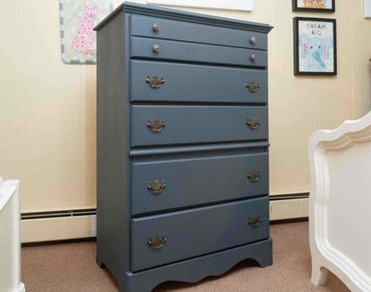 'Blue Sea Tern' Custom Finish 5 Drawer Chest