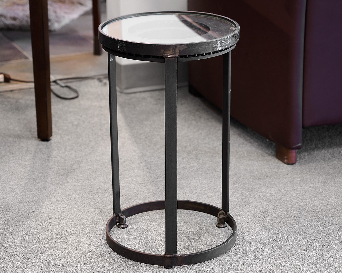 Round Black Metal Accent Drink Table
