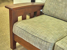 Pompanoosuc Mills Loveseat w/Dark Walnut Frame in Grey Toned  Upholstered Fabric