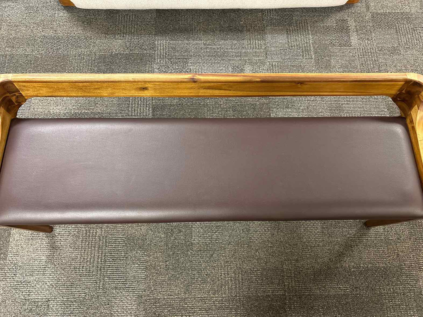Walnut Bench With Chocolate Leather Seat
