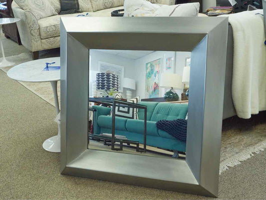 Crate & Barrel Silver Toned Framed Mirror