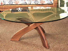 Copeland Round Glass Teak Base  Cocktail Table