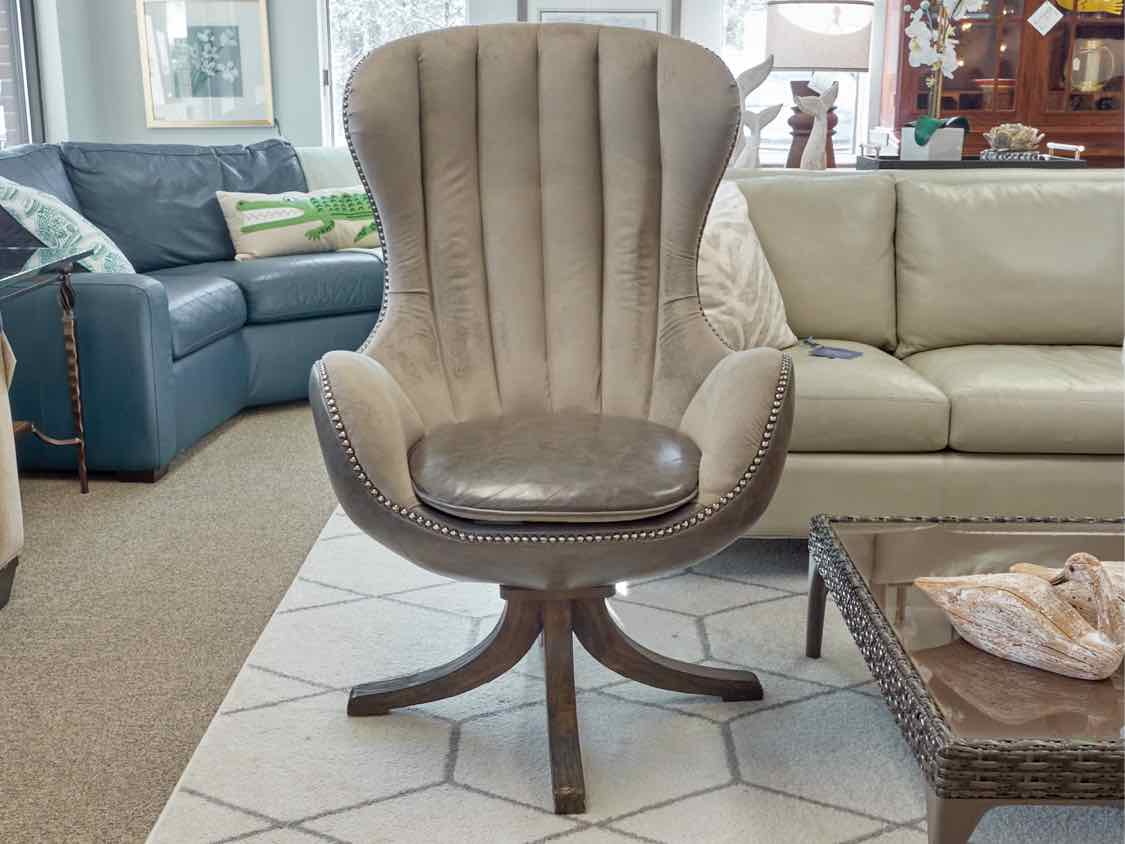 Pair of Uttermost Garrett Mid-Century Style Swivel Chairs in Grey
