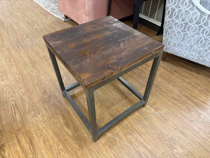 Square Side Table w/ Metal Base