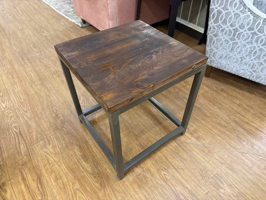 Square Side Table w/ Metal Base