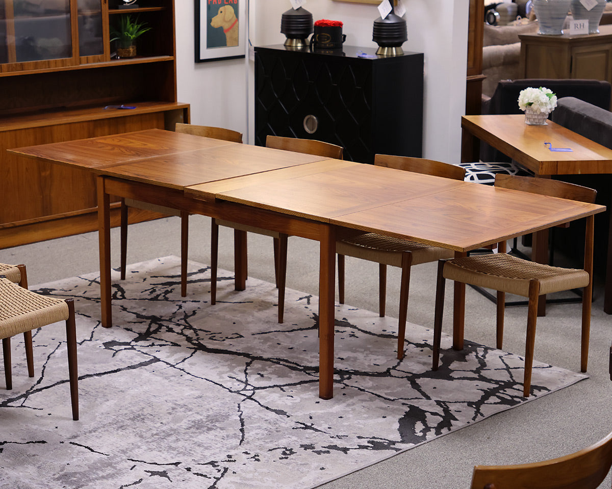 Mid Century Teak Dining Table & Set of (8) Dining Chairs
