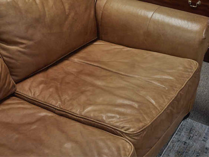 RH Saddle Brown Leather 2 Cushion  Sofa