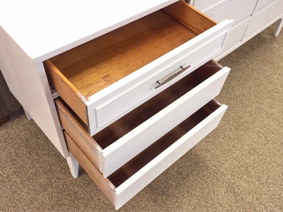 Dixie Mid Century Arctic White Finish 9 Drawer  Dresser