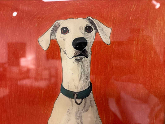 Hound on Red Background Print