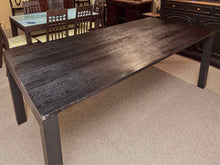 Shaker Style Black Finish Oak  Metal Legs Dining Table