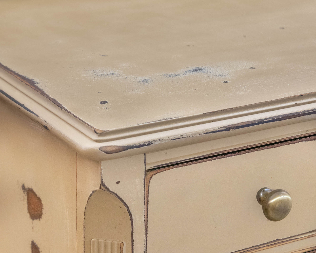 Solid Mahogany 5 Drawer Chest Distressed in Muted Nude
