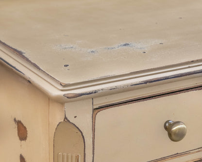 Solid Mahogany 5 Drawer Chest Distressed in Muted Nude