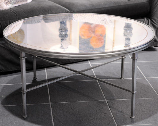Lillian August Round Antique Mirrored Cocktail Table