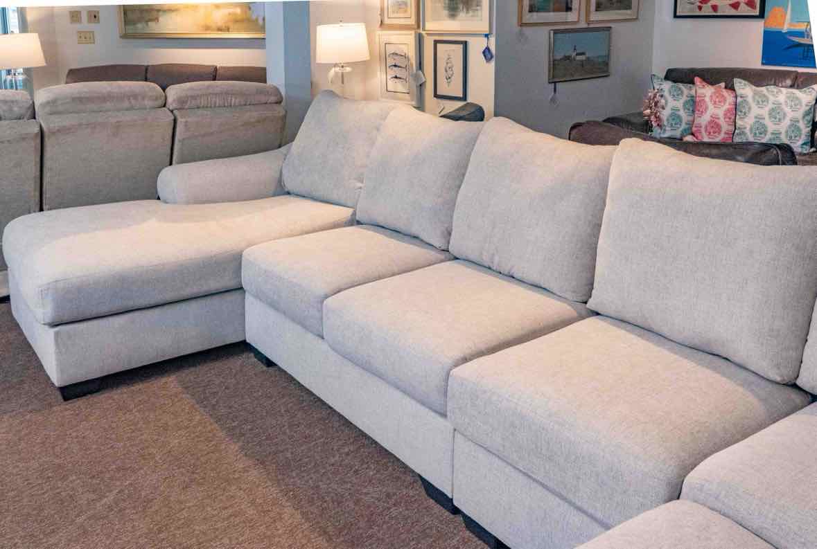 Ashley 5 Piece Cloud Grey Upholstered Sectional with Chaise