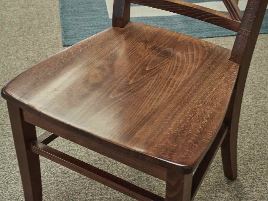 Dark Pine Finish Dining Table & Set of Six Chairs