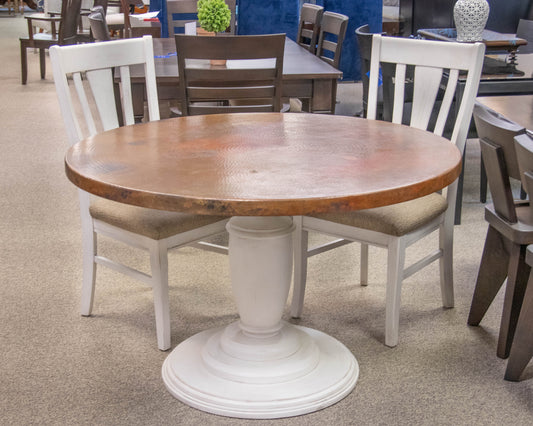 Bassett Hammered Copper Dining Table & Set of Four Chairs