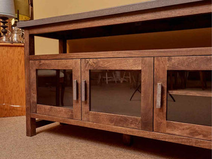 Crate & Barrel Metal Top 3 Glass Doors Weathered Oak Media Console