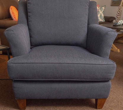 Pair Of King Hickory Navy Chevron Pattern Upholstered Transitional  Chairs