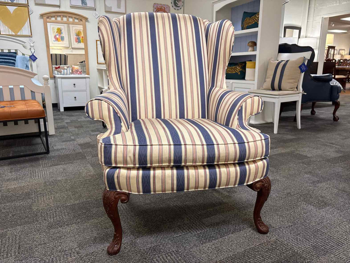 Striped Wingback Chair